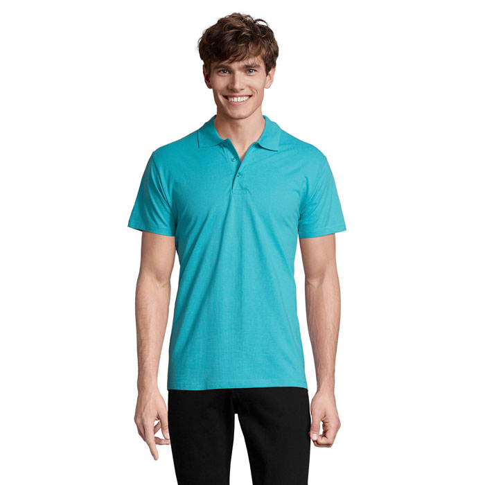 Polo en coton publicitaire homme 210g - SPRING bleu atoll